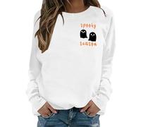 Generisch Sweat-shirts citrouille d'Halloween pour femmes drôle fantôme graphique sweatshirt squelette costume drôle Halloween effrayant saison pull pull automne pull top, Sweat à capuche B2 - Blanc