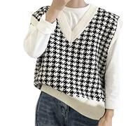 Generisch Sweaters Femme Pull Gilet Mignon Pull Sans Manches Col V Collège Sweatshirts Adolescentes Filles Vêtements Femme Blazer Noir, Blanc., taille unique