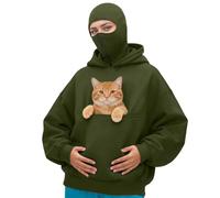 Generisch Sweats à capuche avec poche pour chat - Pour femme - Sweat à capuche - Double capuche - Sac de transport - Pull à capuche avec grande poche kangourou - Mode confortable, O Armée Vert, L