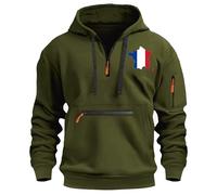 Generisch Sweats à capuche décontractés pour hommes Sweat-shirts Coupe ample Veste polaire pour le quotidien en automne et en hiver Avec design imprimé Vêtement de rue confortable, Vert armée., XL