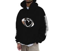 Generisch Sweats à capuche et sweatshirts pour hommes Pull décontracté avec imprimé football Sweat à capuche ample pour vêtements confortables en hiver Pull de fin d'année 2022, Noir , S