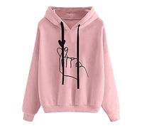 Generisch Sweats à capuche imprimés d'hiver pour femmes à manches de couleur vive et confortables pour femmes - Sweats à capuche pour femmes, Rose, XXL