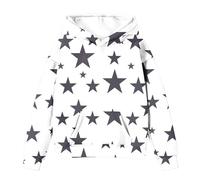 Generisch Sweats à capuche mignons pour adolescentes filles manches longues motif étoile sweatshirts surdimensionnés tombé mignon pulls hauts confortables tenues d'hiver sweat à capuche blanc, Blanc