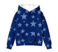 Generisch Sweats à capuche mignons pour adolescentes filles manches longues motif étoile sweatshirts surdimensionnés tombé mignon pulls hauts confortables tenues d'hiver sweat à capuche blanc, bleu