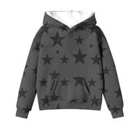 Generisch Sweats à capuche mignons pour adolescentes filles manches longues motif étoile sweatshirts surdimensionnés tombé mignon pulls hauts confortables tenues d'hiver sweat à capuche blanc, gris