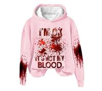 Generisch Sweats à capuche pour femme avec inscription « I'm Ok It's Not My Blood » - Humour sarcastique d'Halloween - Sweat à capuche doux imprimé - Sweatshirt pour femme, Rose, S