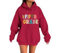 Generisch Sweats à capuche pour femme pour l'école avec col rond décontracté - Motif décoratif - Idéal à combiner avec un jean pour des utilisations polyvalentes au printemps et, rouge, M