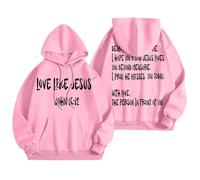 Generisch Sweats à capuche pour femme, sweats à capuche avec graphisme de mots pour femme, sweats à capuche, sweats tendance, vêtements Preppy, sweat-shirt à manches longues chaud, Rose, XL