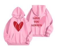 Generisch Sweats à capuche pour femme, sweats à capuche, sweats tendance, vêtements Preppy, manches longues, sweat à capuche moelleux, Rose, M