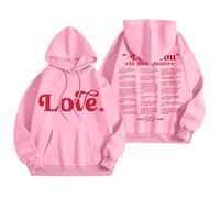 Generisch Sweats à capuche pour femme, sweatshirts graphiques de mots pour femme, sweats à capuche, sweats tendance, vêtements Preppy, hauts à manches longues, pulls blancs, Rose, L