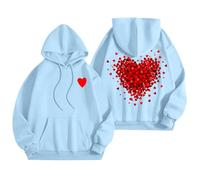 Generisch Sweats à capuche pour femme, sweatshirts graphiques de mots pour femmes, sweat à capuche, sweatshirts tendance, vêtements Preppy, sweat-shirts à manches longues Check 24, bleu clair, M