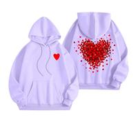 Generisch Sweats à capuche pour femme, sweatshirts graphiques de mots pour femmes, sweat à capuche, sweatshirts tendance, vêtements Preppy, sweat-shirts à manches longues Check 24, lilas, L