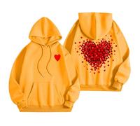Generisch Sweats à capuche pour femme, sweatshirts graphiques de mots pour femmes, sweat à capuche, sweatshirts tendance, vêtements Preppy, sweat-shirts à manches longues Check 24, jaune, XXL