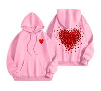 Generisch Sweats à capuche pour femme, sweatshirts graphiques de mots pour femmes, sweat à capuche, sweatshirts tendance, vêtements Preppy, sweat-shirts à manches longues Check 24, Rose, S