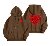 Generisch Sweats à capuche pour femme, sweatshirts graphiques de mots pour femmes, sweat à capuche, sweatshirts tendance, vêtements Preppy, sweat-shirts à manches longues Check 24, café, L