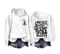 Generisch Sweats à capuche pour femmes - Camp Fire Nights Sweatshirt pour les amateurs de camping - Haut élégant et confortable pour les activités de plein air, Blanc., M