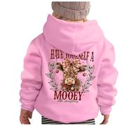 Generisch Sweats à capuche pour filles - Impression amusante - Manches longues - Sport - Chaleur pour le quotidien, Rose, 11-12 ans