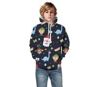 Generisch Sweats à capuche pour garçons - Sweat à capuche avec poche 3D dinosaure pour petites filles et garçons, bleu foncé, 9-10 ans