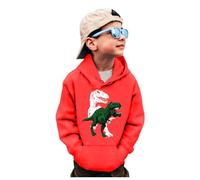 Generisch Sweats à col rond pour garçons - T-shirt à col rond - Dinosaure - Manches longues - Pull - Hauts - T-shirts - Sweat-shirt pour adolescents et garçons, rouge, 3-4 ans