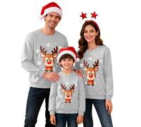 Generisch Sweats à manches longues assortis pour toute la famille avec col rond pour maman, papa et enfants, tenues de vacances, tissu polaire doux et douillet, gris, L