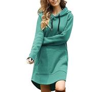 Generisch Sweats à manches longues avec capuche pour femme - Longue robe à capuche décontractée - Robe à capuche pour femme - Robe pull décontractée - Automne - Robe sweat oversize avec poche, vert
