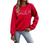 Generisch Sweatshirt à Capuche, Col Rond, Imprimée, pour le Quotidien, Outdoor, Entraînement, Uni, Manches Longues, Maxi Cardigan pour Femme, rouge, XL