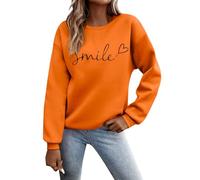 Generisch Sweatshirt à Capuche, Col Rond, Imprimée, pour le Quotidien, Outdoor, Entraînement, Uni, Manches Longues, Maxi Cardigan pour Femme, Orange, L