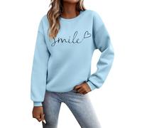 Generisch Sweatshirt à Capuche, Col Rond, Imprimée, pour le Quotidien, Outdoor, Entraînement, Uni, Manches Longues, Maxi Cardigan pour Femme, bleu clair, L