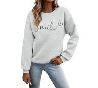 Generisch Sweatshirt à Capuche, Col Rond, Imprimée, pour le Quotidien, Outdoor, Entraînement, Uni, Manches Longues, Maxi Cardigan pour Femme, Gris clair., XXL