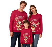 Generisch Sweatshirt Famille Imprimé Manches Longues et Col Rond Léger pour Maman, rouge, S