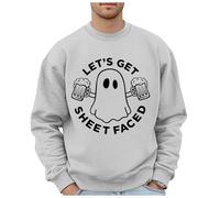 Generisch Sweatshirt Femme Homme Coupe Ample Unisexe Série Halloween avec Imprimé Pull Costume d'Halloween pour Adultes Confortable Sweatshirts Casual Outdoor Hommes Hauts Manches Longues, gris, L