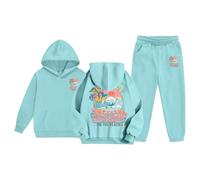 Generisch Sweatshirt Fille Enfant Garçon Enfant Survêtement à Capuche Unisexe Deux Pièces Tenues Hoodie Sweatshirt Pantalon de Jogging Ensemble, bleu ciel, 12-13 ans