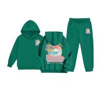Generisch Sweatshirt Fille Enfant Garçon Enfant Survêtement à Capuche Unisexe Deux Pièces Tenues Hoodie Sweatshirt Pantalon de Jogging Ensemble, Vert foncé., 6-7 ans