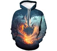 Generisch Sweatshirts et sweats à capuche pour hommes 3D Dragon Sweat à capuche manches longues Sweats à capuche Mythologie Graphique Sweats à capuche Vikings Tatouage nordique Sweat-shirt d'extérieur