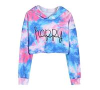 Generisch Sweatshirts longs Pots Pull Fille Capucin Manches Capucins, bleu, 13-14 ans