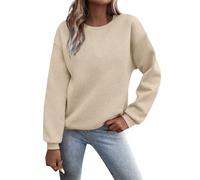 Generisch Sweatshirts surdimensionnés pour femmes, col rond, pulls en polaire à manches longues, hauts, tenues d'hiver, vêtements à la mode 2025, sweat-shirt pour femme, extension de chemise pour