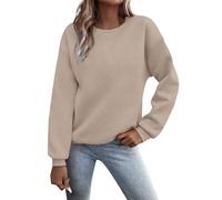 Generisch Sweatshirts surdimensionnés pour femmes, col rond, pulls en polaire à manches longues, hauts, tenues d'hiver, vêtements à la mode 2025, sweat-shirt pour femme, extension de chemise pour