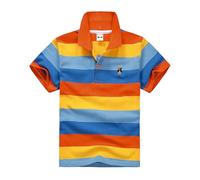 Generisch T-shirt à manches courtes pour enfant avec rayures et col rond en coton pour enfants, T-shirt K4 - Orange, 3-4 ans