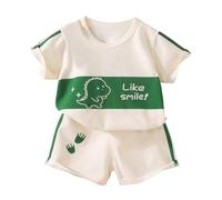 Generisch T-shirt à manches courtes pour enfant garçon - Imprimé dinosaure - 2 pièces - Vert - 18-24 mois, vert, 5-6 ans