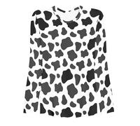 Generisch T-shirt à manches longues pour femme avec motif taches de vache - Pull avec aspect fourrure d'animaux - Haut décontracté avec imprimé intégral pour un look accrocheur, Style_v01 Blanc, M