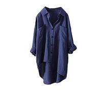 Generisch T-shirt à manches longues pour femme - Chemisier - Poésie florale, bleu, XL