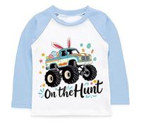 Generisch T-shirt à manches longues pour fille avec imprimé monstre et licorne - Sweat graphique avec slogan « On the Hunt » - Mode de loisirs ludique pour les enfants