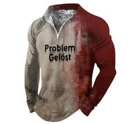 Generisch T-shirt à manches longues pour homme avec fermeture éclair - Imprimé d'Halloween sur toute la surface - Pour les occasions festives, les fêtes de vacances, beige, M