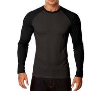 Generisch T-shirt à manches longues pour homme Design bloc de couleurs décontracté sportif col rond confortable Quotidien printemps été, Noir , XXL