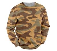 Generisch T-shirt à manches longues pour homme - Sans capuche - Camouflage - Grandes tailles - Pull à manches longues - Col rond - Chemise de loisirs - Pull d'extérieur - Pull de jogging - Haut ample