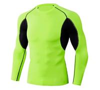Generisch T-shirt de compression à manches longues pour homme - Évacuation de l'humidité - Séchage rapide - Confortable - Respirant - T-shirt de sport - Développant les muscles, vert, M