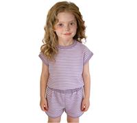 Generisch T-shirt et short d'été élégant à rayures 2026 - Tenue décontractée et sportive pour filles et tout-petits, lilas, 3-4 ans