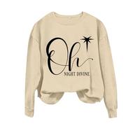 Generisch T-shirt fonctionnel pour homme et manches longues, imprimé lettre OH Night Divine Pull Femme avec manches, beige, M