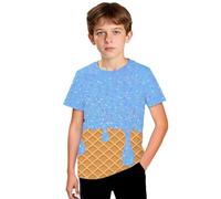 Generisch T-shirt imprimé crème glacée pour enfant - Design été - Haut en coton - Mode décontractée - Style quotidien - Vêtements pour enfants - Look saisonnier - Vêtements de rue - Haut coloré