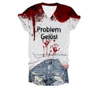Generisch T-shirt imprimé pour femme, manches courtes, col rond, haut, chemisier, pull enveloppant pour femme, Bordeaux, M